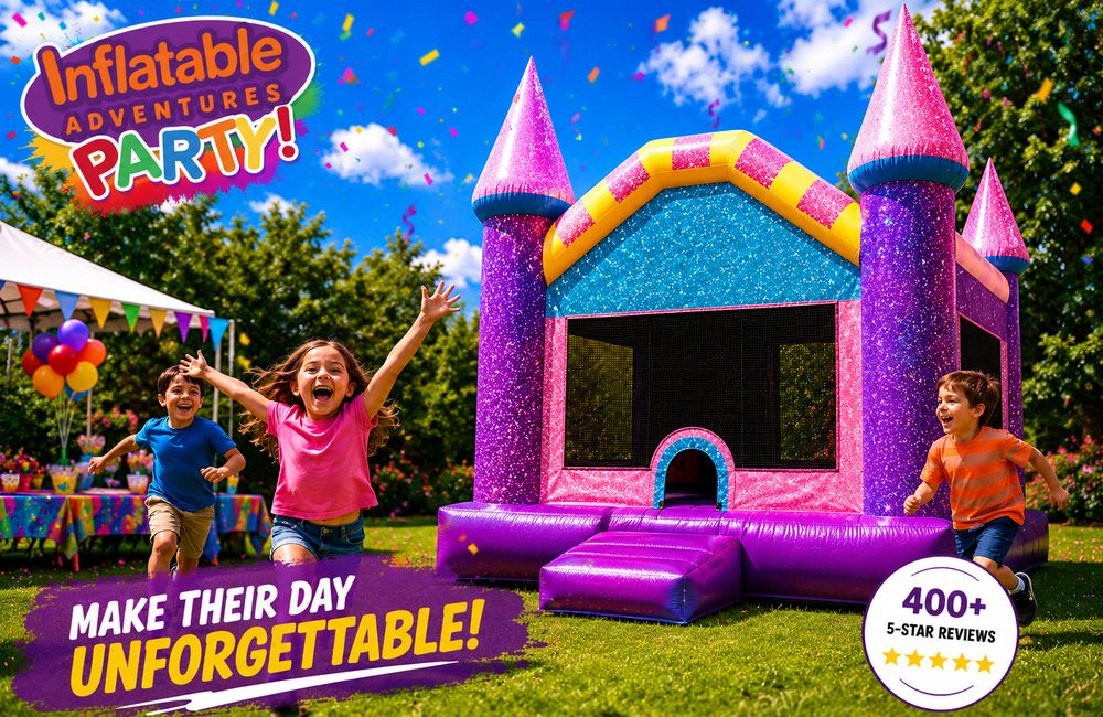 Children playing in a princess castle bounce house rental in Toms River NJ